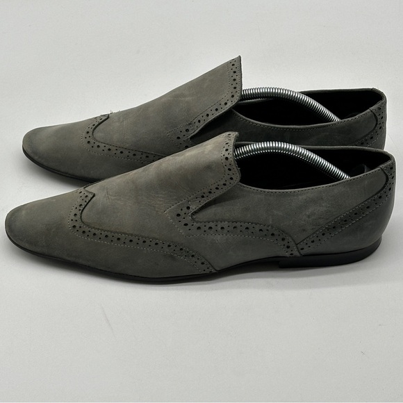 KG Kurt Geiger Men Size 10 / 43 EU Shoe Gray Suede Almond Toe Dress Loafers - Picture 9 of 13